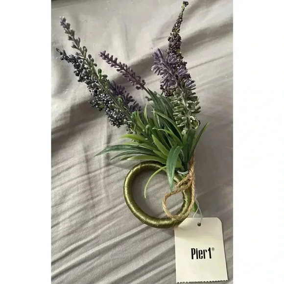 Pier 1 Napkin Holder Floral Easter Fall Harvest Spring Purple Green New With Tag - Picture 1 of 5